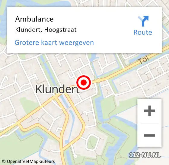 Locatie op kaart van de 112 melding: Ambulance Klundert, Hoogstraat op 25 mei 2016 10:01