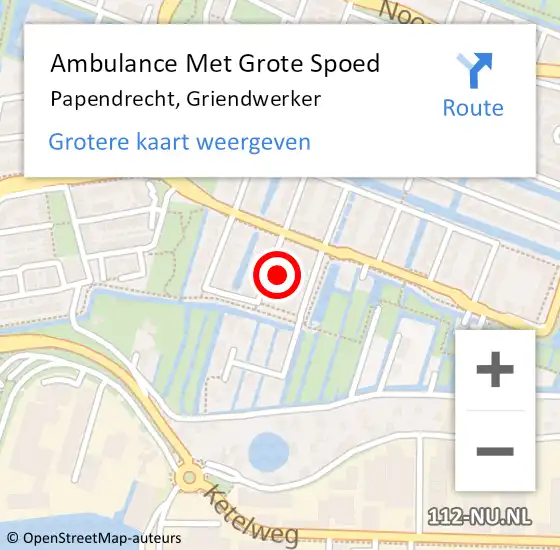 Locatie op kaart van de 112 melding: Ambulance Met Grote Spoed Naar Papendrecht, Griendwerker op 25 mei 2016 12:34