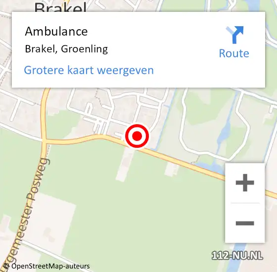 Locatie op kaart van de 112 melding: Ambulance Brakel, Groenling op 25 mei 2016 13:00