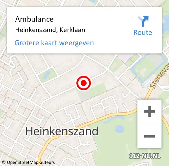 Locatie op kaart van de 112 melding: Ambulance Heinkenszand, Kerklaan op 25 mei 2016 13:46