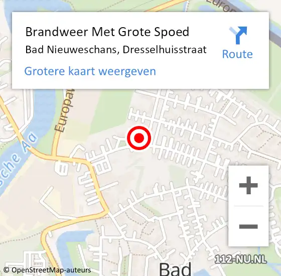 Locatie op kaart van de 112 melding: Brandweer Met Grote Spoed Naar Bad Nieuweschans, Dresselhuisstraat op 25 mei 2016 14:42