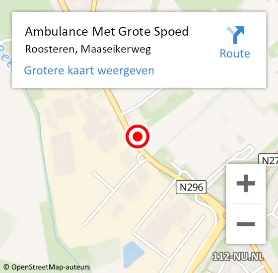 Locatie op kaart van de 112 melding: Ambulance Met Grote Spoed Naar Roosteren, Maaseikerweg op 25 mei 2016 14:47