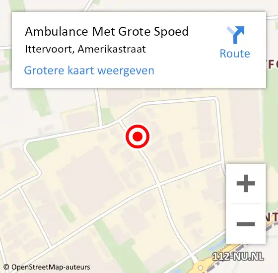 Locatie op kaart van de 112 melding: Ambulance Met Grote Spoed Naar Ittervoort, Amerikastraat op 16 december 2013 09:41