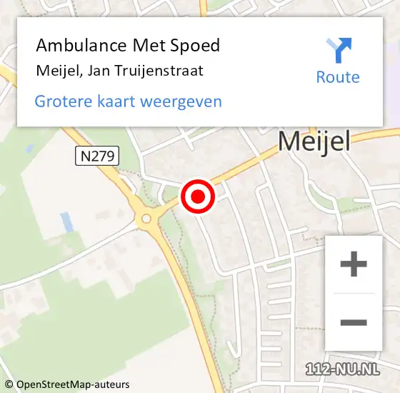 Locatie op kaart van de 112 melding: Ambulance Met Spoed Naar Meijel, Jan Truijenstraat op 25 mei 2016 16:03