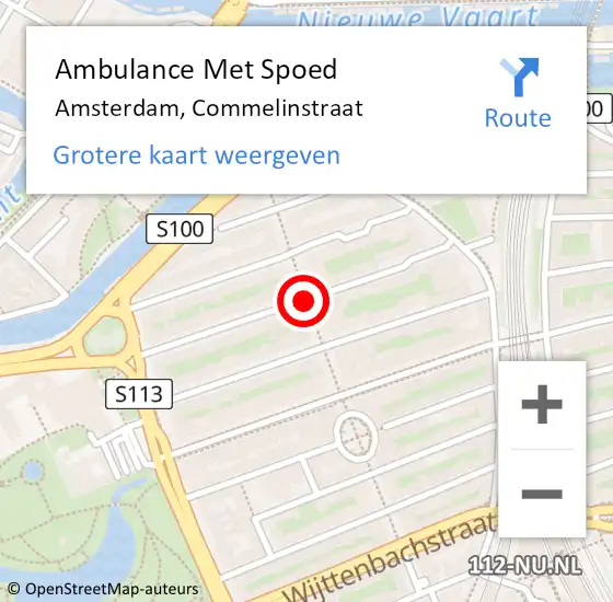 Locatie op kaart van de 112 melding: Ambulance Met Spoed Naar Amsterdam, Commelinstraat op 25 mei 2016 16:07
