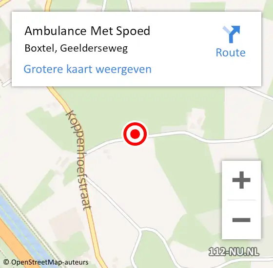 Locatie op kaart van de 112 melding: Ambulance Met Spoed Naar Boxtel, Geelderseweg op 25 mei 2016 18:01