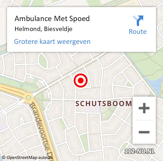 Locatie op kaart van de 112 melding: Ambulance Met Spoed Naar Helmond, Biesveldje op 25 mei 2016 18:07