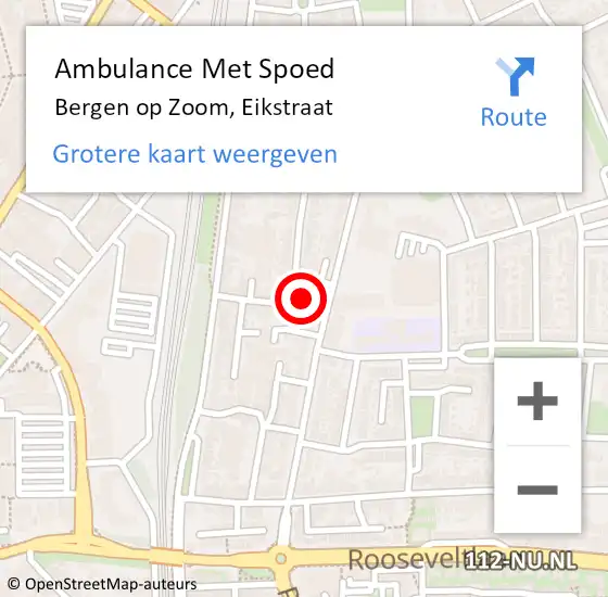 Locatie op kaart van de 112 melding: Ambulance Met Spoed Naar Bergen op Zoom, Eikstraat op 25 mei 2016 19:36