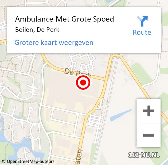 Locatie op kaart van de 112 melding: Ambulance Met Grote Spoed Naar Beilen, De Perk op 25 mei 2016 19:39