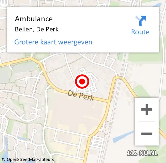 Locatie op kaart van de 112 melding: Ambulance Beilen, De Perk op 25 mei 2016 19:39