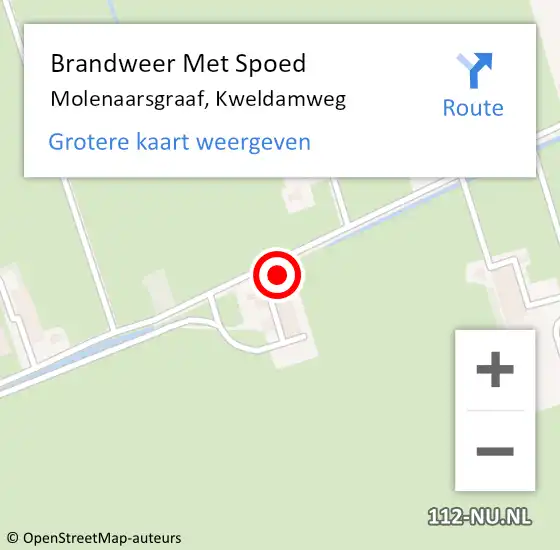 Locatie op kaart van de 112 melding: Brandweer Met Spoed Naar Molenaarsgraaf, Kweldamweg op 25 mei 2016 20:07