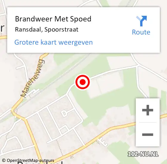 Locatie op kaart van de 112 melding: Brandweer Met Spoed Naar Ransdaal, Spoorstraat op 25 mei 2016 21:28