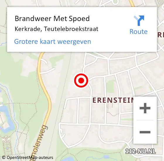 Locatie op kaart van de 112 melding: Brandweer Met Spoed Naar Kerkrade, Teutelebroekstraat op 25 mei 2016 21:46