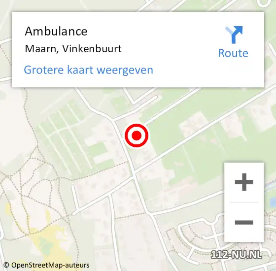 Locatie op kaart van de 112 melding: Ambulance Maarn, Vinkenbuurt op 25 mei 2016 22:29