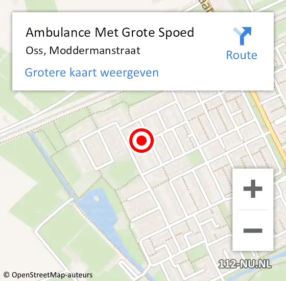 Locatie op kaart van de 112 melding: Ambulance Met Grote Spoed Naar Oss, Moddermanstraat op 25 mei 2016 23:40