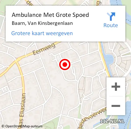 Locatie op kaart van de 112 melding: Ambulance Met Grote Spoed Naar Baarn, Van Kinsbergenlaan op 26 mei 2016 01:20