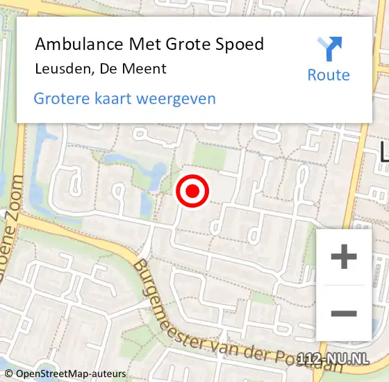 Locatie op kaart van de 112 melding: Ambulance Met Grote Spoed Naar Leusden, De Meent op 16 december 2013 10:29