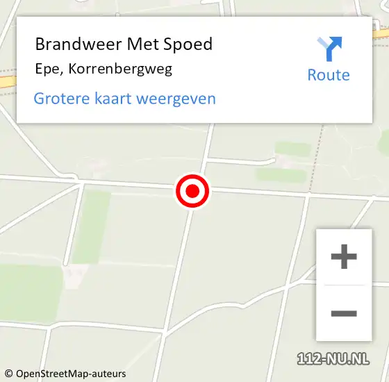 Locatie op kaart van de 112 melding: Brandweer Met Spoed Naar Epe, Korrenbergweg op 26 mei 2016 05:03