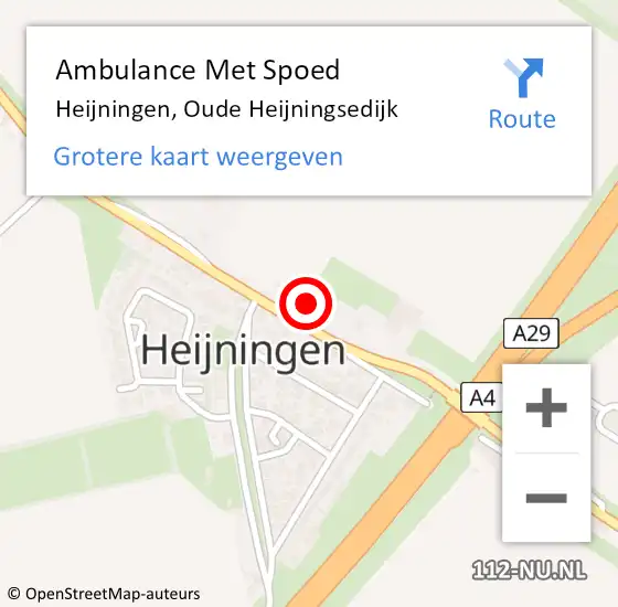 Locatie op kaart van de 112 melding: Ambulance Met Spoed Naar Heijningen, Oude Heijningsedijk op 26 mei 2016 05:11