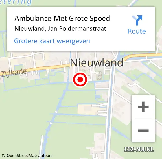 Locatie op kaart van de 112 melding: Ambulance Met Grote Spoed Naar Nieuwland, Jan Poldermanstraat op 26 mei 2016 05:16