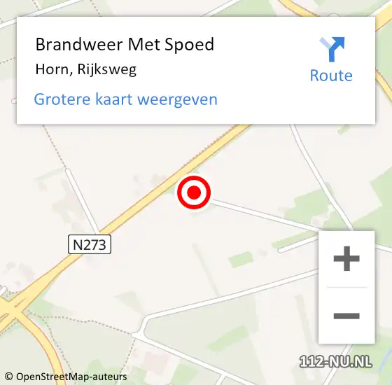 Locatie op kaart van de 112 melding: Brandweer Met Spoed Naar Horn, Rijksweg op 26 mei 2016 05:34