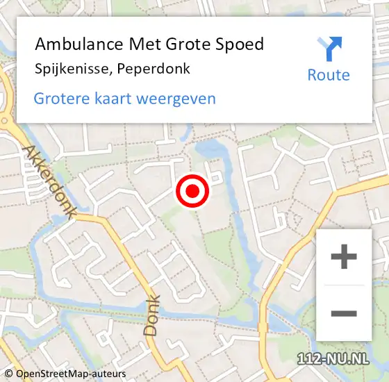 Locatie op kaart van de 112 melding: Ambulance Met Grote Spoed Naar Spijkenisse, Peperdonk op 26 mei 2016 05:34
