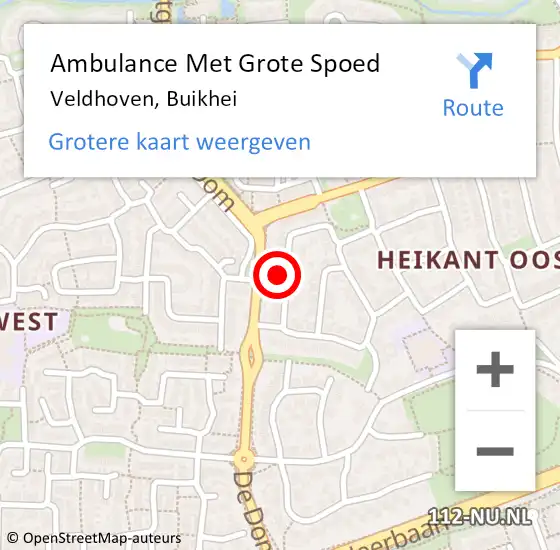 Locatie op kaart van de 112 melding: Ambulance Met Grote Spoed Naar Veldhoven, Buikhei op 26 mei 2016 05:36