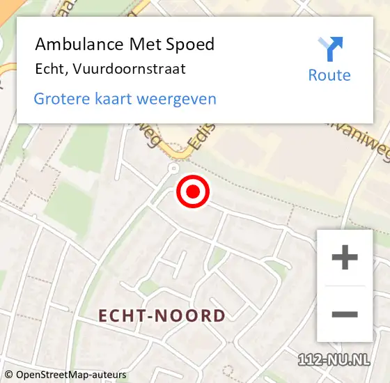 Locatie op kaart van de 112 melding: Ambulance Met Spoed Naar Echt, Vuurdoornstraat op 26 mei 2016 05:48