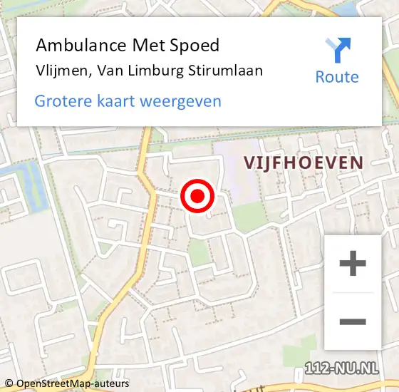 Locatie op kaart van de 112 melding: Ambulance Met Spoed Naar Vlijmen, Van Limburg Stirumlaan op 26 mei 2016 05:52