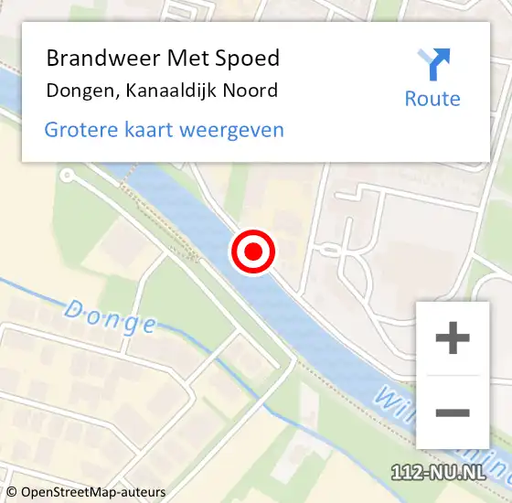 Locatie op kaart van de 112 melding: Brandweer Met Spoed Naar Dongen, Kanaaldijk Noord op 26 mei 2016 06:21