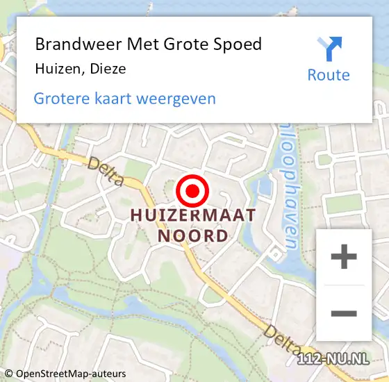 Locatie op kaart van de 112 melding: Brandweer Met Grote Spoed Naar Huizen, Dieze op 26 mei 2016 06:24