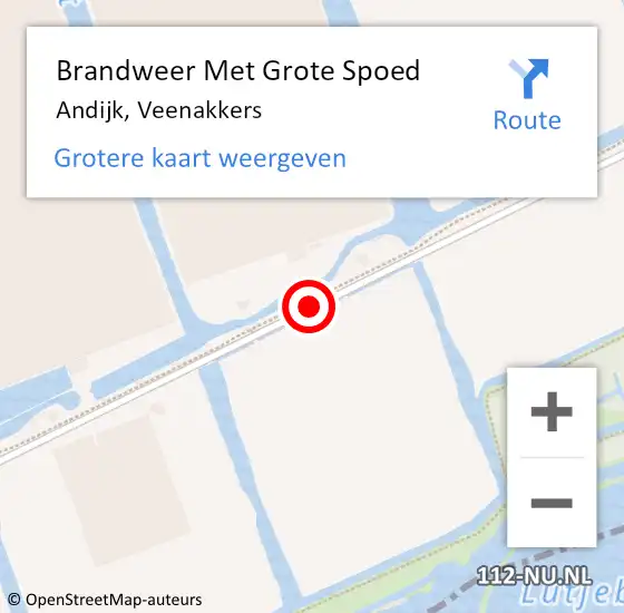 Locatie op kaart van de 112 melding: Brandweer Met Grote Spoed Naar Andijk, Veenakkers op 26 mei 2016 07:17