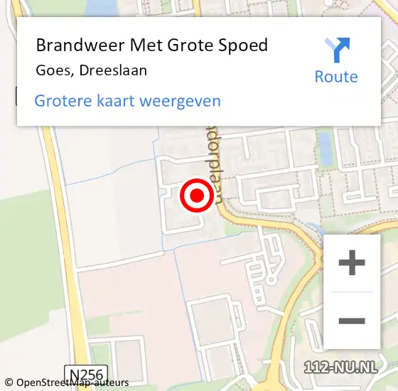 Locatie op kaart van de 112 melding: Brandweer Met Grote Spoed Naar Goes, Dreeslaan op 26 mei 2016 07:45