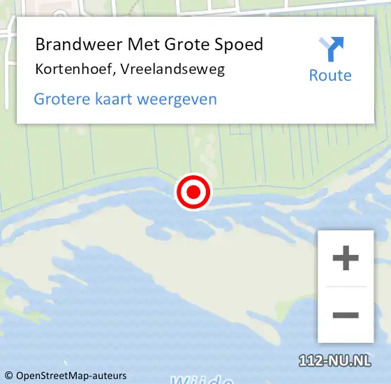 Locatie op kaart van de 112 melding: Brandweer Met Grote Spoed Naar Kortenhoef, Vreelandseweg op 26 mei 2016 08:04