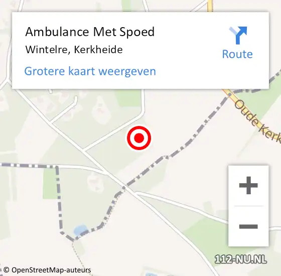 Locatie op kaart van de 112 melding: Ambulance Met Spoed Naar Wintelre, Kerkheide op 26 mei 2016 08:37