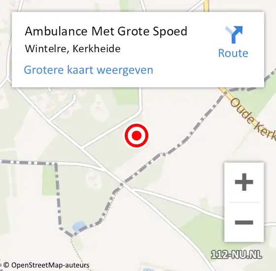 Locatie op kaart van de 112 melding: Ambulance Met Grote Spoed Naar Wintelre, Kerkheide op 26 mei 2016 08:52