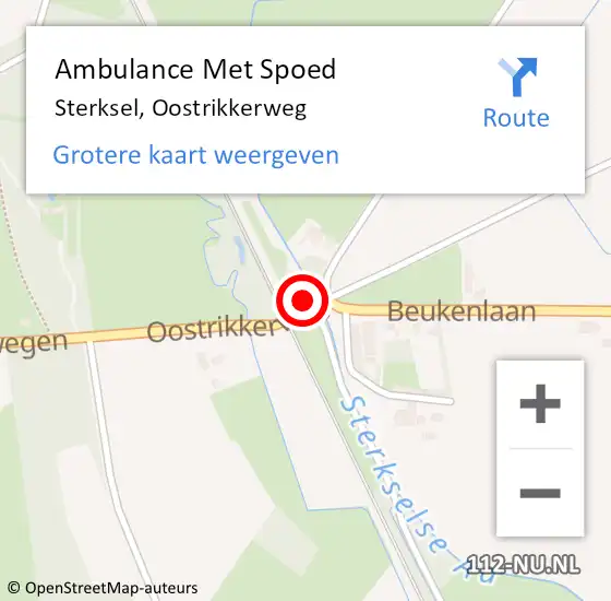 Locatie op kaart van de 112 melding: Ambulance Met Spoed Naar Sterksel, Oostrikkerweg op 26 mei 2016 10:23