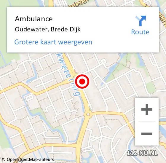 Locatie op kaart van de 112 melding: Ambulance Oudewater, Brede Dijk op 26 mei 2016 10:47