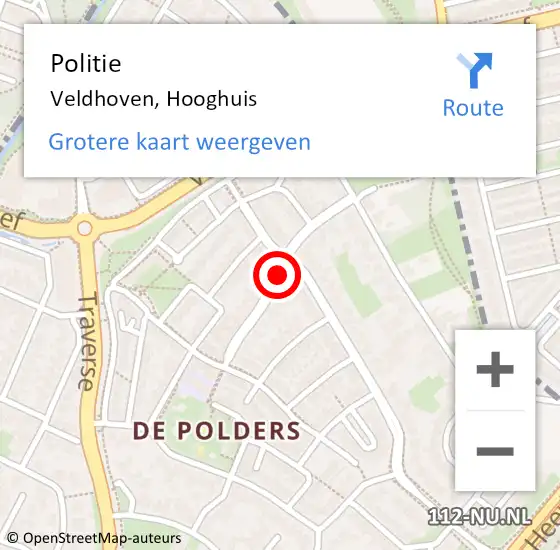 Locatie op kaart van de 112 melding: Politie Veldhoven, Hooghuis op 26 mei 2016 11:55