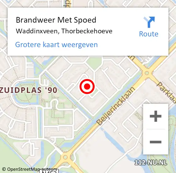 Locatie op kaart van de 112 melding: Brandweer Met Spoed Naar Waddinxveen, Thorbeckehoeve op 26 mei 2016 12:28