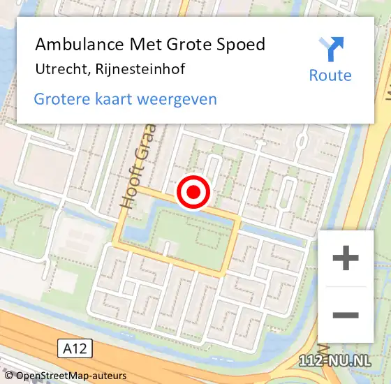 Locatie op kaart van de 112 melding: Ambulance Met Grote Spoed Naar Utrecht, Rijnesteinhof op 26 mei 2016 12:29