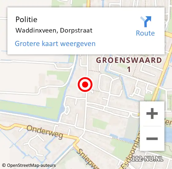 Locatie op kaart van de 112 melding: Politie Waddinxveen, Dorpstraat op 26 mei 2016 12:39