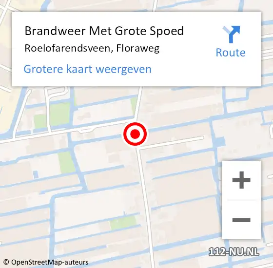 Locatie op kaart van de 112 melding: Brandweer Met Grote Spoed Naar Roelofarendsveen, Floraweg op 26 mei 2016 12:39