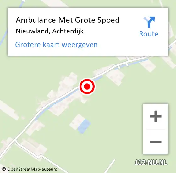 Locatie op kaart van de 112 melding: Ambulance Met Grote Spoed Naar Nieuwland, Achterdijk op 26 mei 2016 12:41