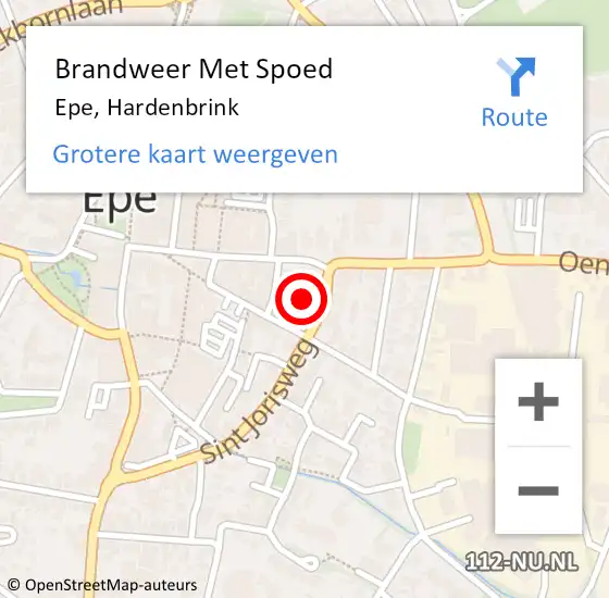 Locatie op kaart van de 112 melding: Brandweer Met Spoed Naar Epe, Hardenbrink op 26 mei 2016 13:50