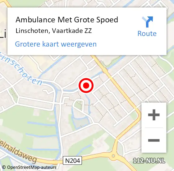 Locatie op kaart van de 112 melding: Ambulance Met Grote Spoed Naar Linschoten, Vaartkade ZZ op 16 december 2013 11:12