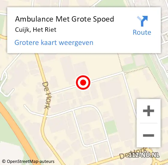 Locatie op kaart van de 112 melding: Ambulance Met Grote Spoed Naar Cuijk, Het Riet op 26 mei 2016 14:51