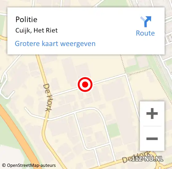 Locatie op kaart van de 112 melding: Politie Cuijk, Het Riet op 26 mei 2016 15:15