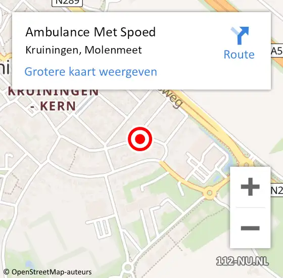 Locatie op kaart van de 112 melding: Ambulance Met Spoed Naar Kruiningen, Molenmeet op 26 mei 2016 15:21