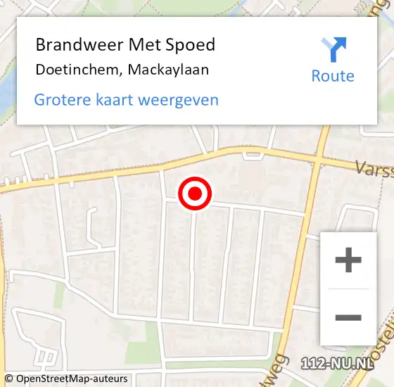 Locatie op kaart van de 112 melding: Brandweer Met Spoed Naar Doetinchem, Mackaylaan op 26 mei 2016 15:55